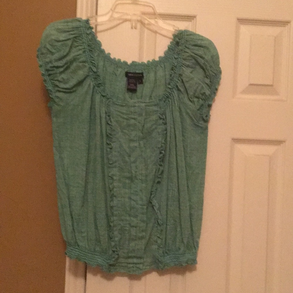 Teal small ruffle blouse!!!